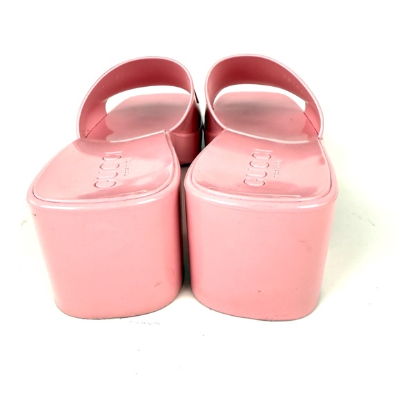 GUCCI Rubber Pink Wild Rose Platform Slide Sandals 36, 6 - Picture 7 of 15